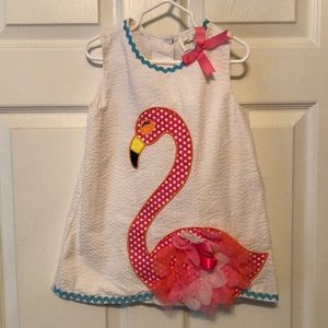 Rare Editions Size 4 Seersucker Flamingo Top